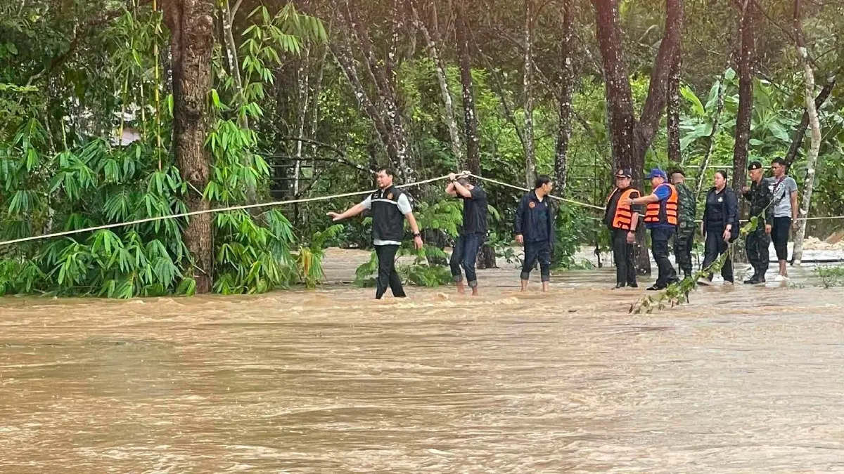 เปิด 5 พื้นที่เสี่ยง ทองผาภูมิ ฝนตกหนัก ปภ. เตือน น้ำป่า-ดินถล่ม