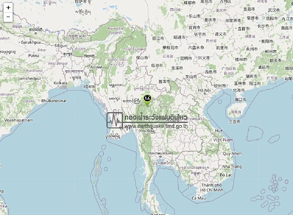 ระทึก แผ่นดินไหววันนี้ ขนาด 1.6 ศูนย์กลาง ต.เมืองงาย อ.เชียงดาว จ.เชียงใหม่