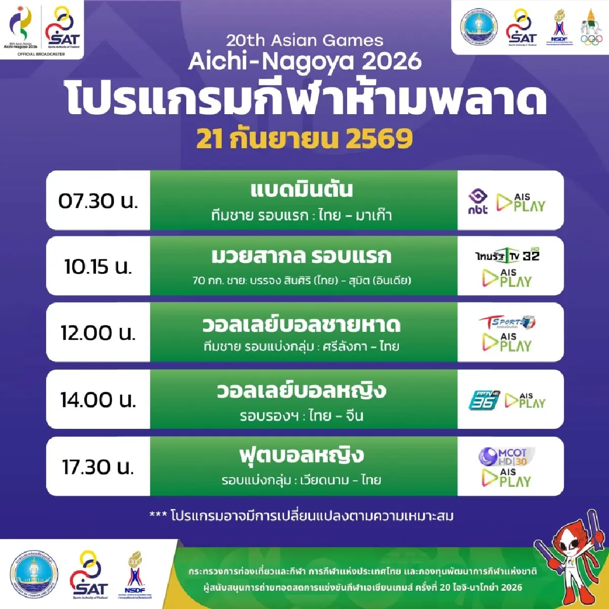 เกาะติดเอเชียนเกมส์ 2026 สรุปตารางเหรียญและผลงานนักกีฬาไทย