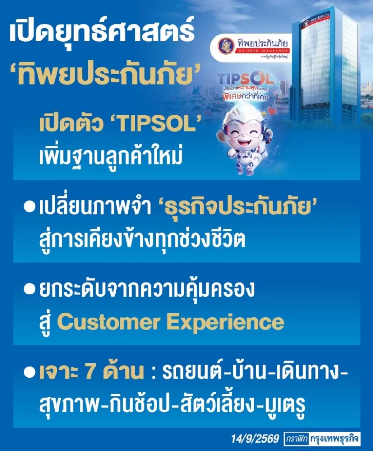 ‘ทิพยประกันภัย’ ปรับทัพ รื้อโครงสร้างพอร์ต บุก ‘รายย่อย’แตะ50%