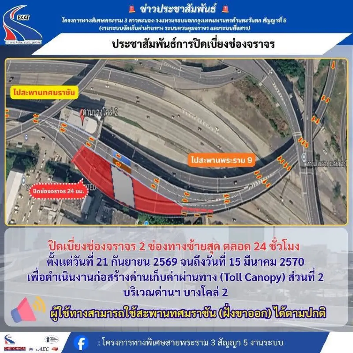 คนกรุงเทพ เช็กเส้นทาง ปิดทางด่วน เบี่ยงจราจร 5 เดือน ด่านฯ บางโคล่ 2