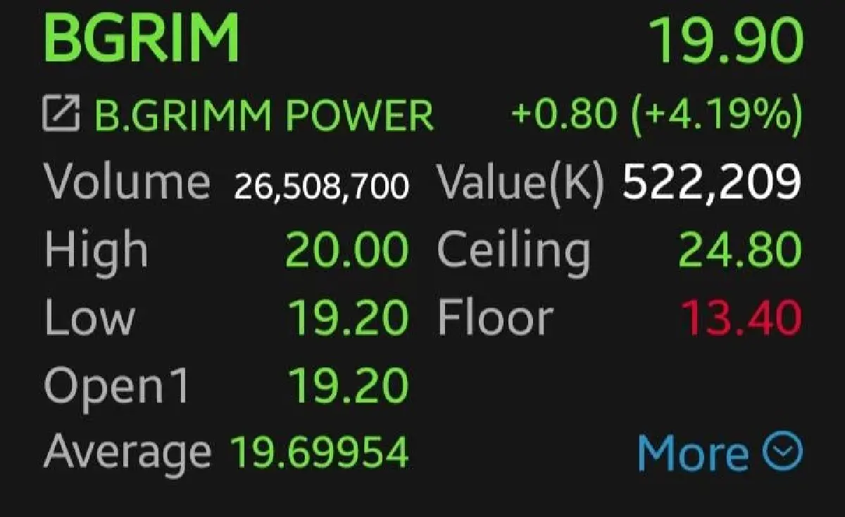 หุ้นโรงไฟฟ้ากอดคอเด้ง! BGRIM พุ่งนำ 4.19% รับ Bond Yield-น้ำมันลง Data Center หนุน