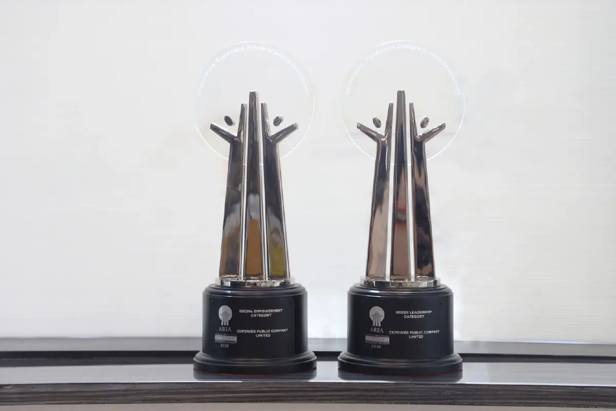 CKPower ตอกย้ำลีดเดอร์พลังงานสะอาด! คว้า AREA Awards ต่อเนื่องปีที่ 5