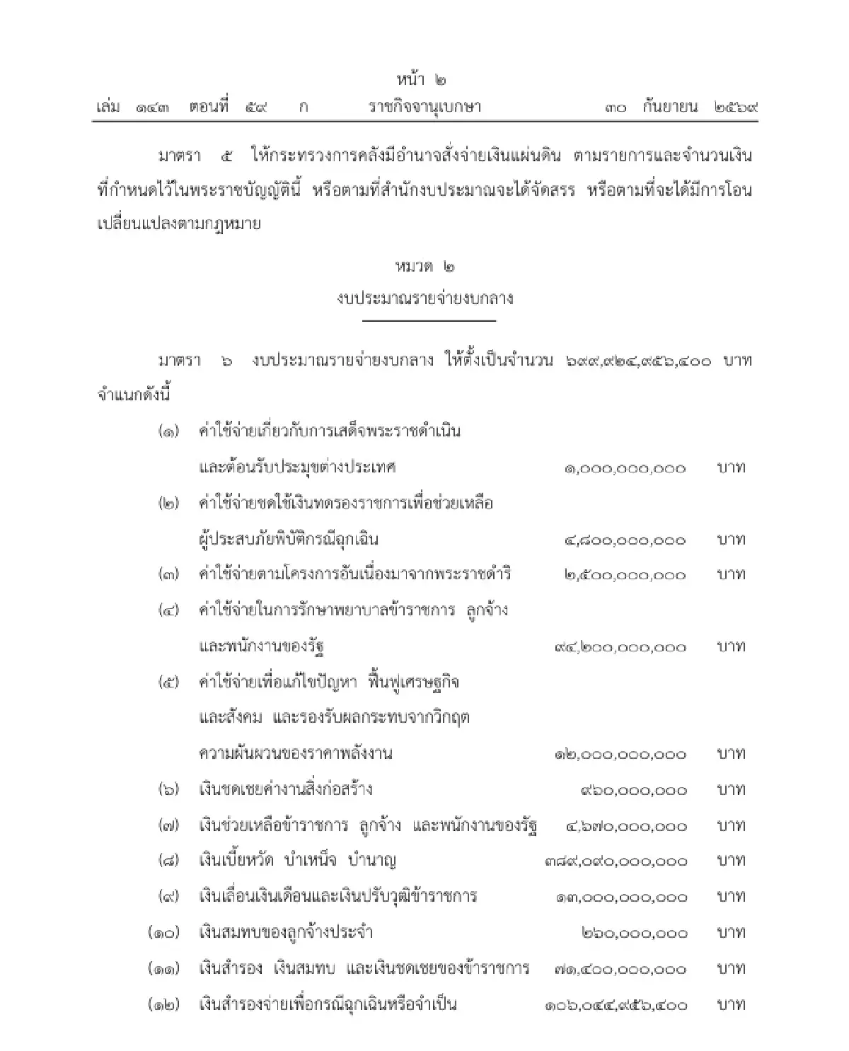 ราชกิจจานุเบกษา ประกาศแล้ว พ.ร.บ.งบฯ ปี 70 วงเงิน 3.78 ล้านล้านบาท