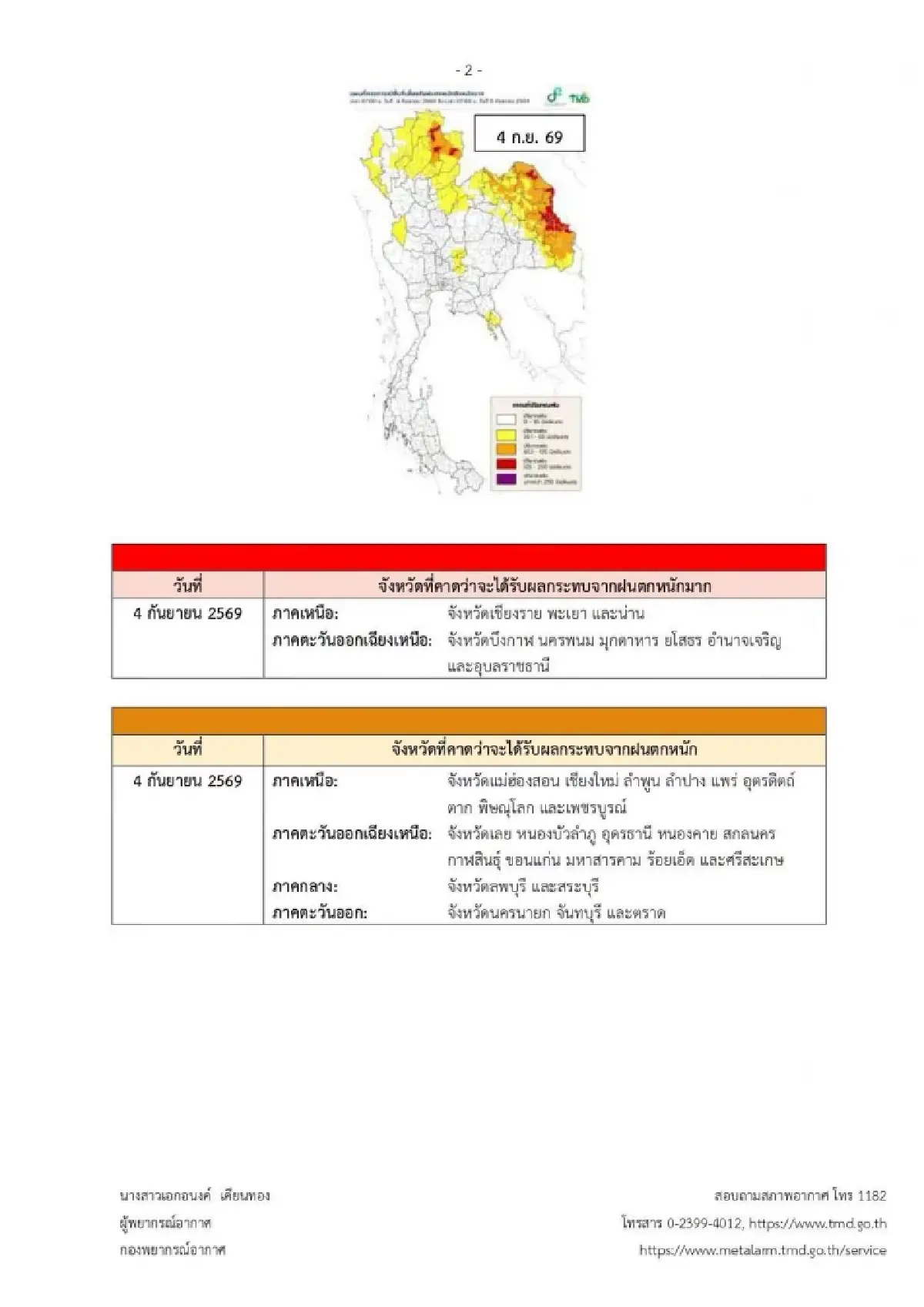 กรมอุตุฯ ประกาศ ฉ.5 กางรายชื่อ ‘33 จังหวัด’ ฝนตกหนักถึงหนักมาก
