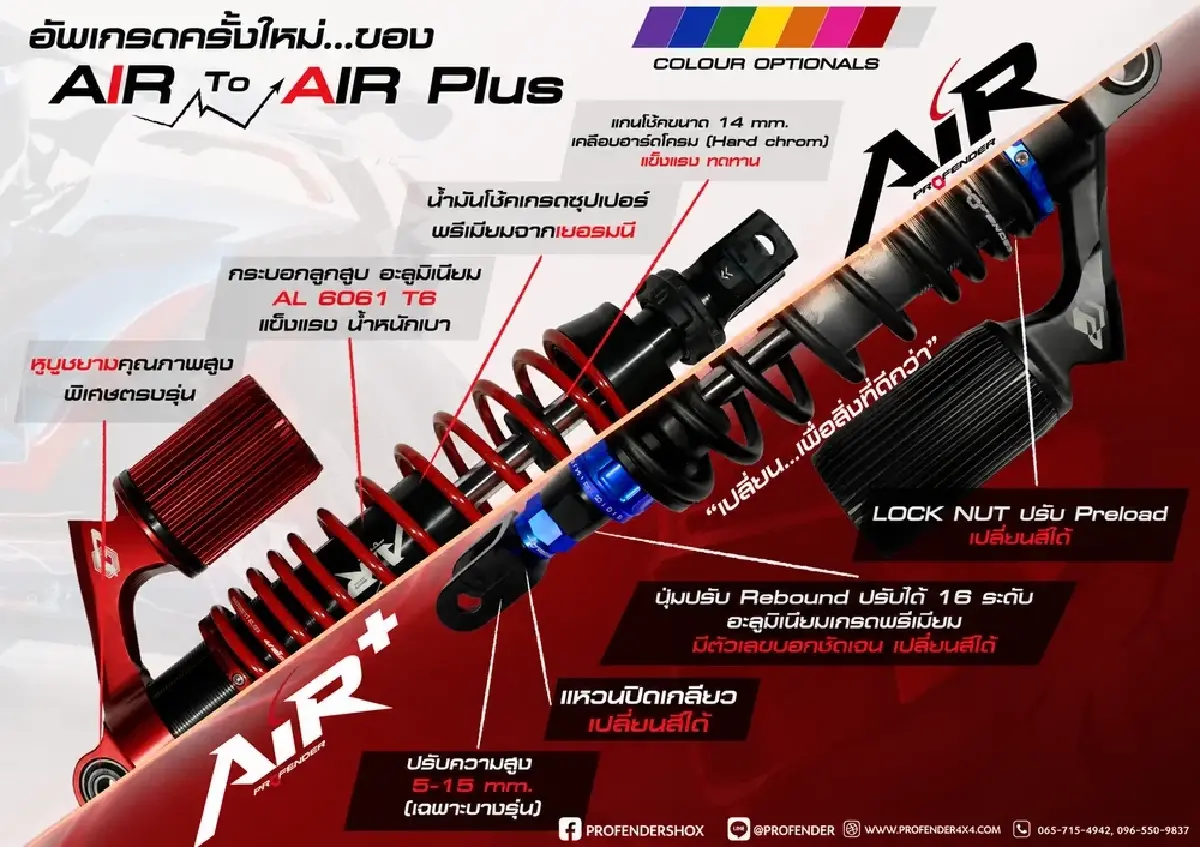 เปรียบเทียบ โช้ค Profender Air vs Air+ รุ่นใหม่อัปเกรดอะไรบ้าง คุ้มค่าแค่ไหน?