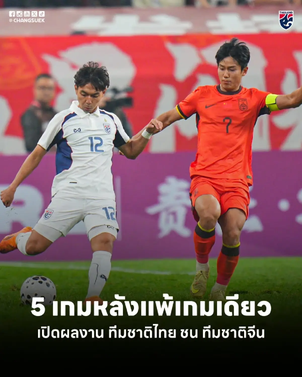 LIVE ถ่ายทอดสดฟุตบอลชาย ทีมชาติไทย พบ จีน ดูบอลสด เอเชียนเกมส์ 2026