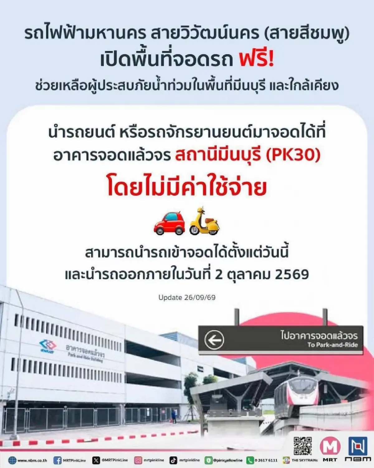 ปักหมุด 3 จุดจอดรถฟรี! ช่วยน้ำท่วมปี 69 จอดได้กี่คัน ถึงวันไหน?