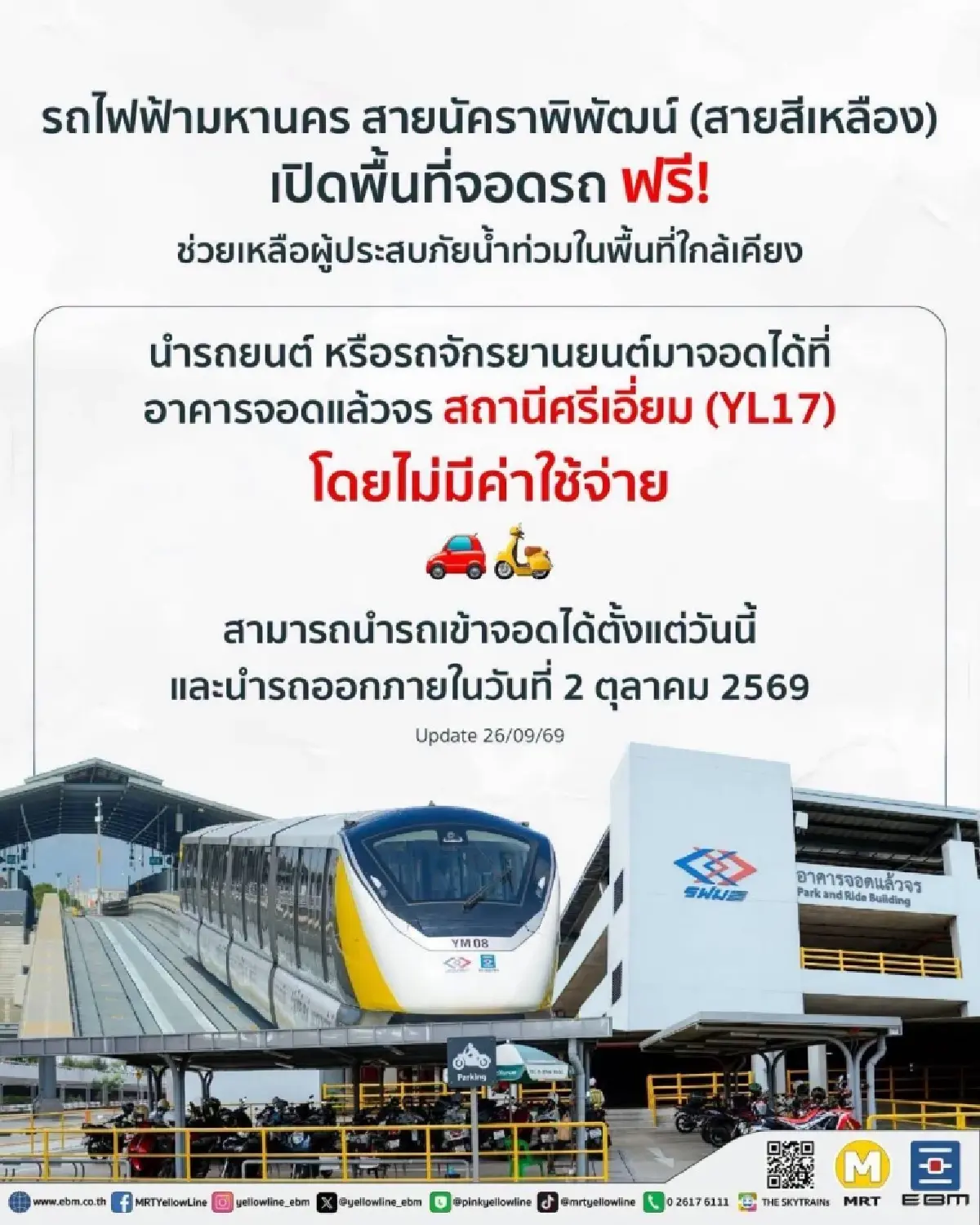 ปักหมุด 3 จุดจอดรถฟรี! ช่วยน้ำท่วมปี 69 จอดได้กี่คัน ถึงวันไหน?