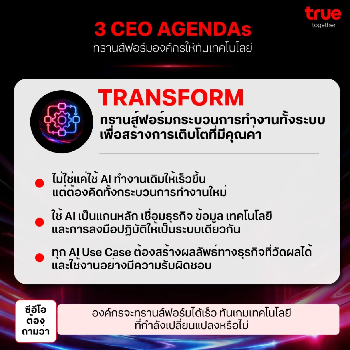 โจทย์ใหญ่ผู้นำธุรกิจ ทรานส์ฟอร์มอย่างไรให้ทันกับการพัฒนาเทคโนโลยี