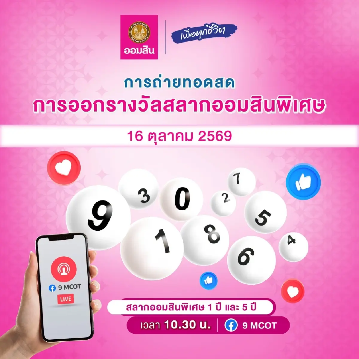 ออกแล้ว ตรวจรางวัลที่ 1 หวยออมสิน 16 ต.ค.69 ผลสลากออมสินพิเศษ 1 ปี