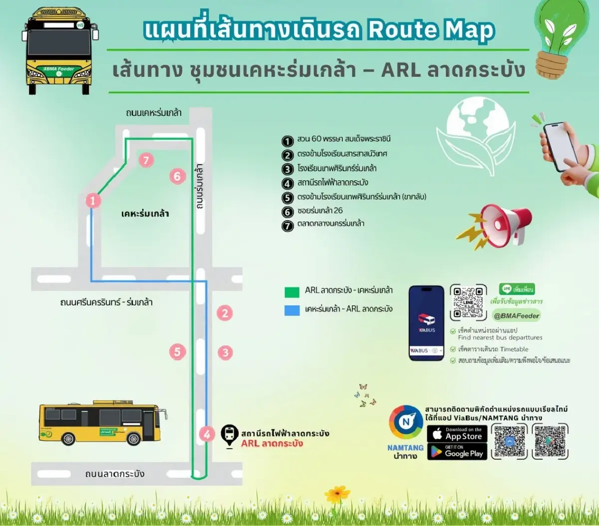 BMA Feeder เคหะร่มเกล้า–แอร์พอร์ต เรล ลิงก์ ลาดกระบัง กลับมาให้บริการแล้ว