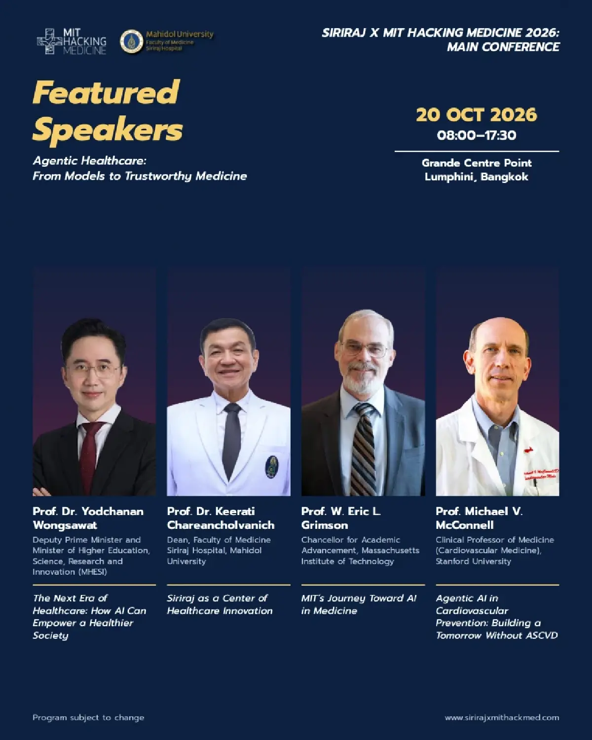 Siriraj x MIT Hacking Medicine 2026 ร่วมลงมือสร้างความเชื่อมั่นให้ AI การแพทย์ เริ่ม 16-20 ต.ค. นี้