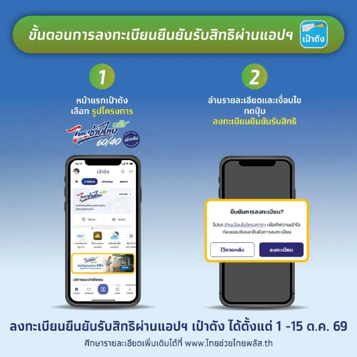 กดรับสิทธิเป๋าตัง เงินเข้าทันที 1,000 บาท ไทยช่วยไทยพลัส รัฐจ่าย 2 เดือน