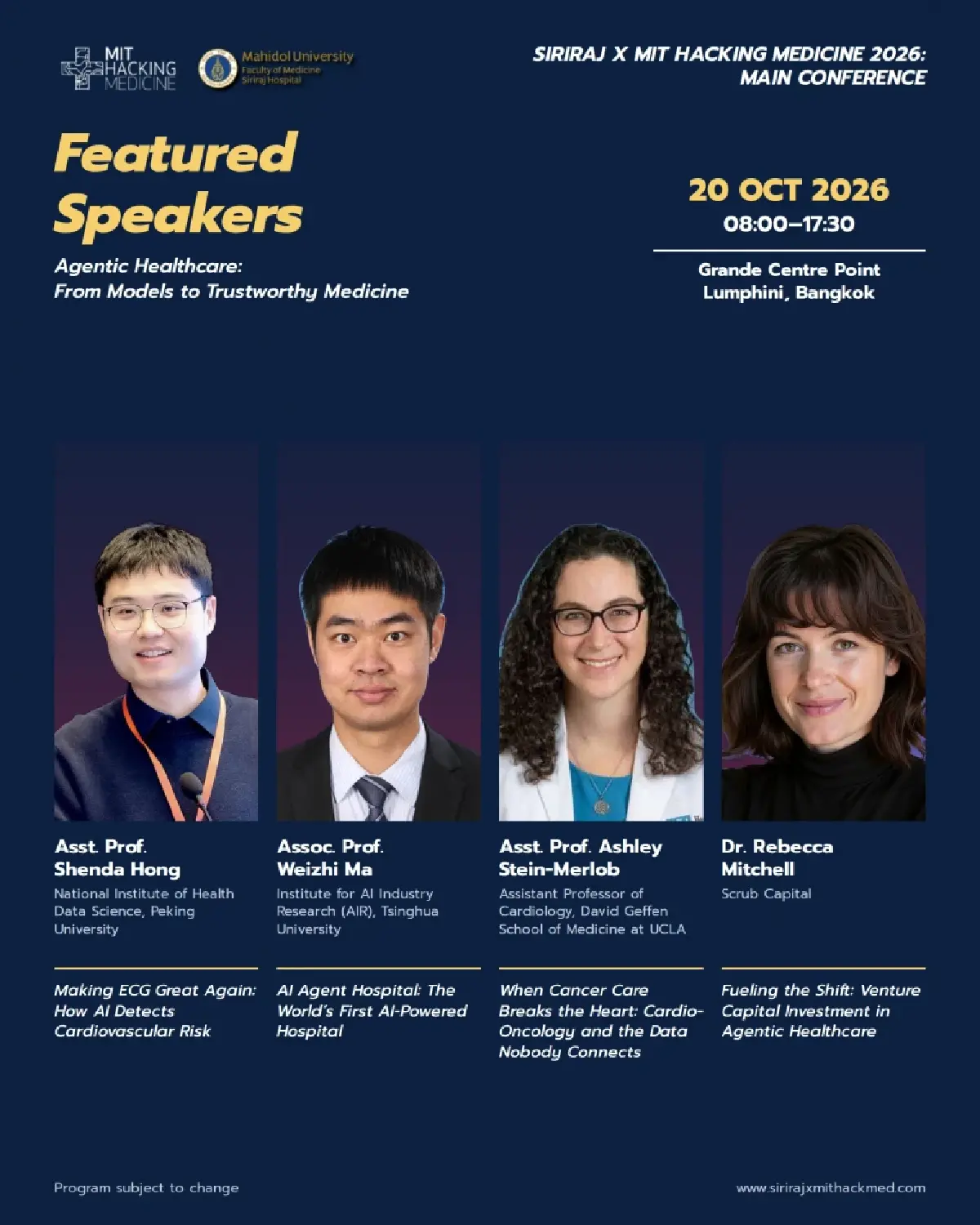 Siriraj x MIT Hacking Medicine 2026 ร่วมลงมือสร้างความเชื่อมั่นให้ AI การแพทย์ เริ่ม 16-20 ต.ค. นี้