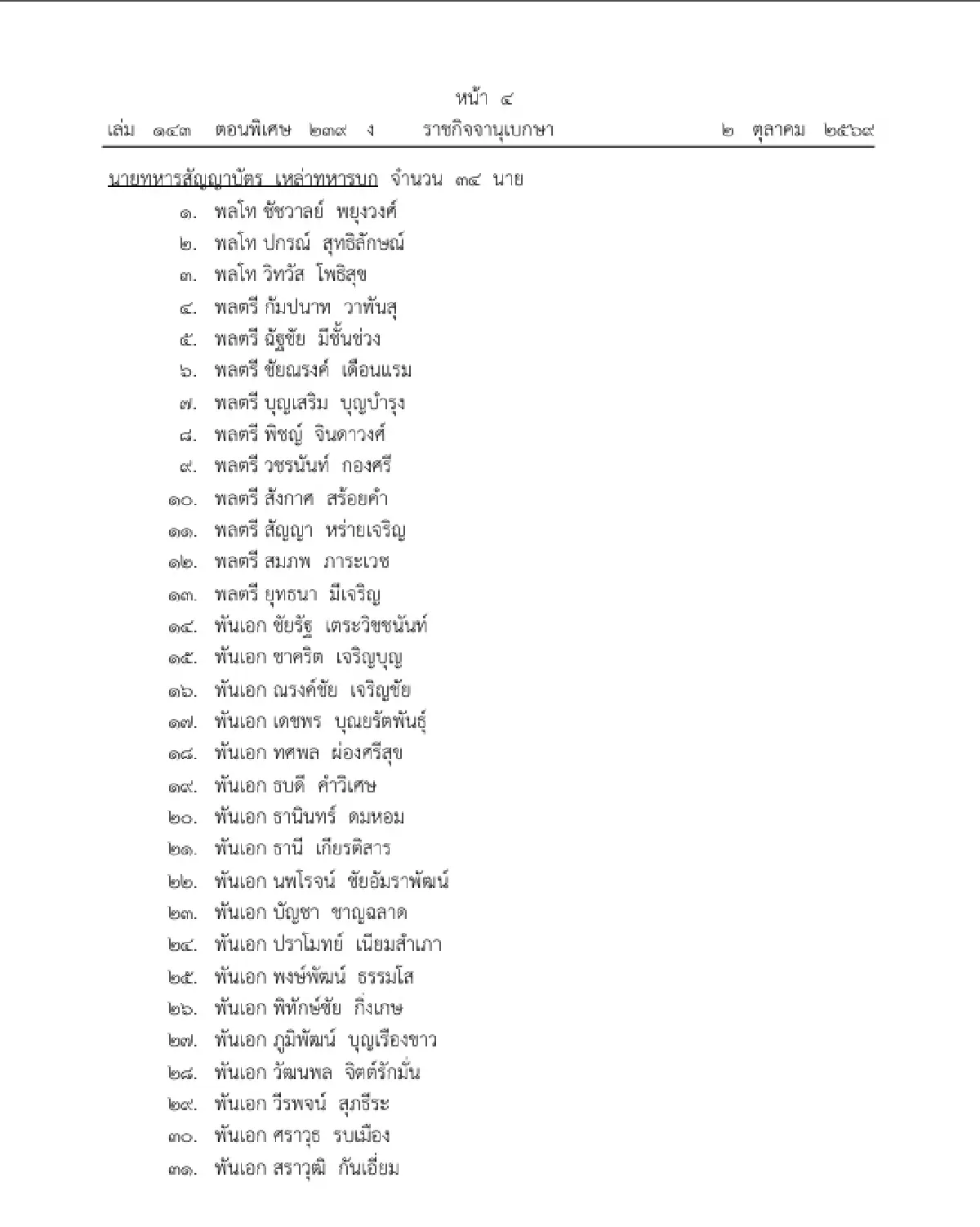 โปรดเกล้าฯ แต่งตั้งทหาร-ตำรวจชั้นสัญญาบัตร 82 นาย เป็น ราชองครักษ์ในพระองค์