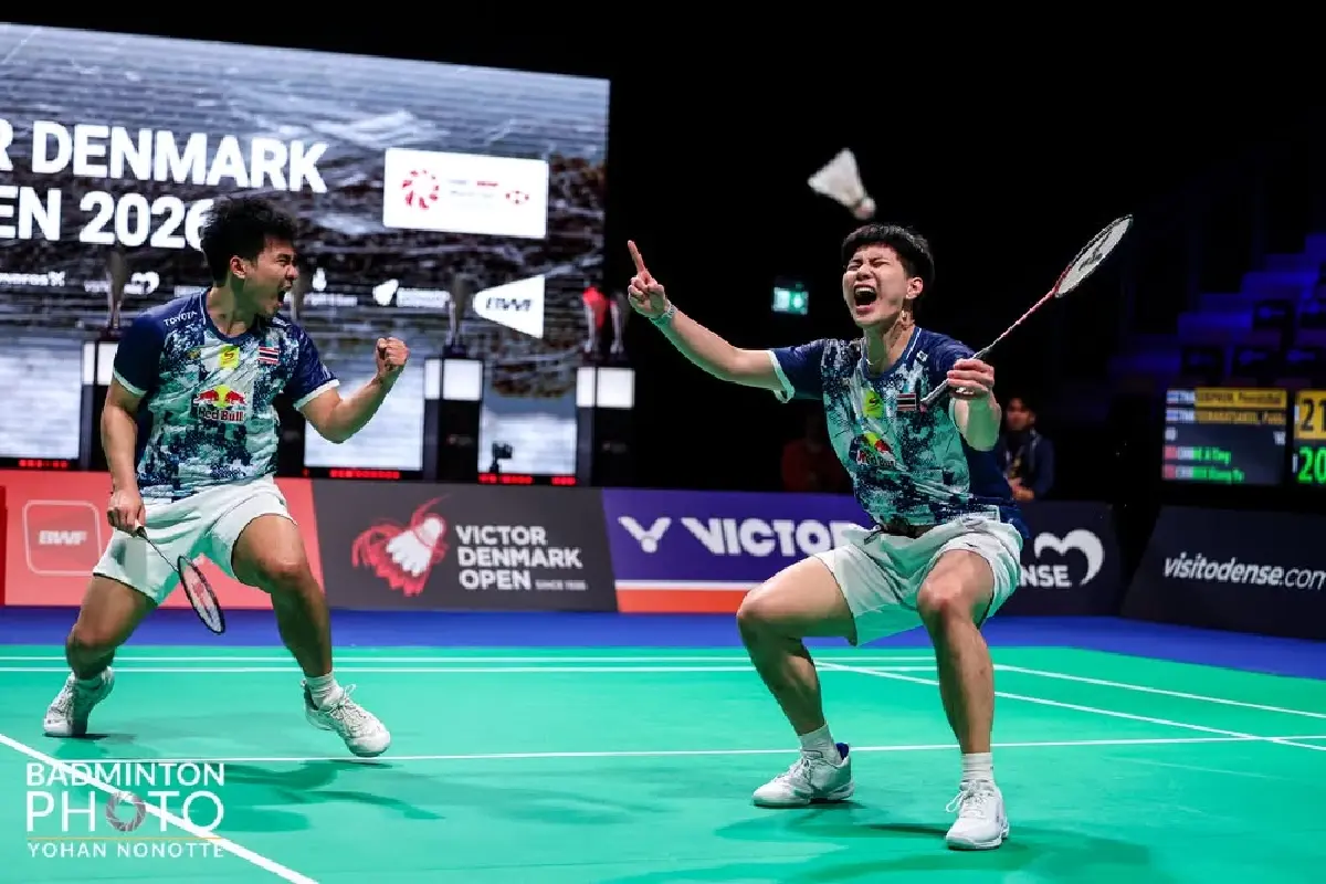 เชียร์ พี-โอโม่ ดูสดแบดมินตัน 'ไทย พบ อินโดนีเซีย' Denmark Open 2026