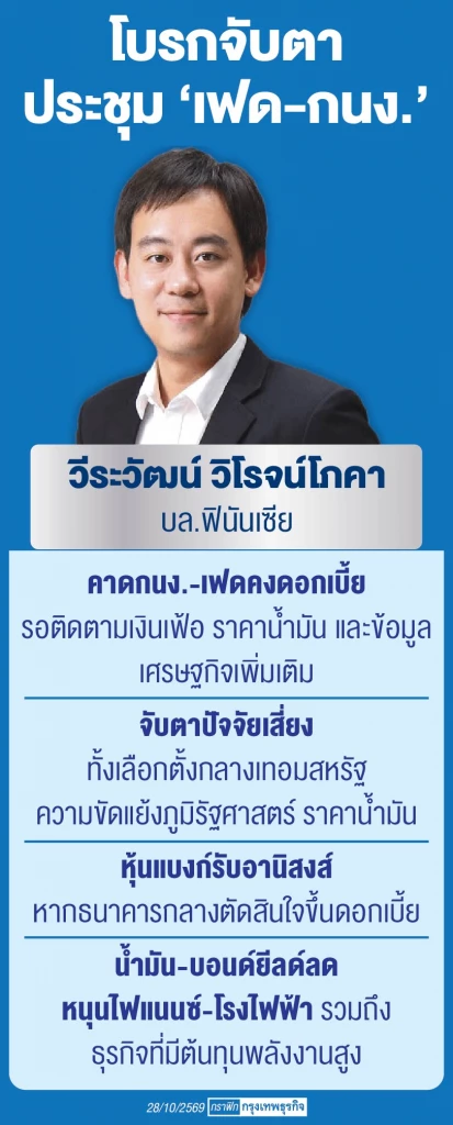 โบรกจับตา ‘น้ำมัน-เงินเฟ้อ’ ชี้ทิศทางลงทุน ‘กนง.-เฟด’ จ่อคงดอกเบี้ย