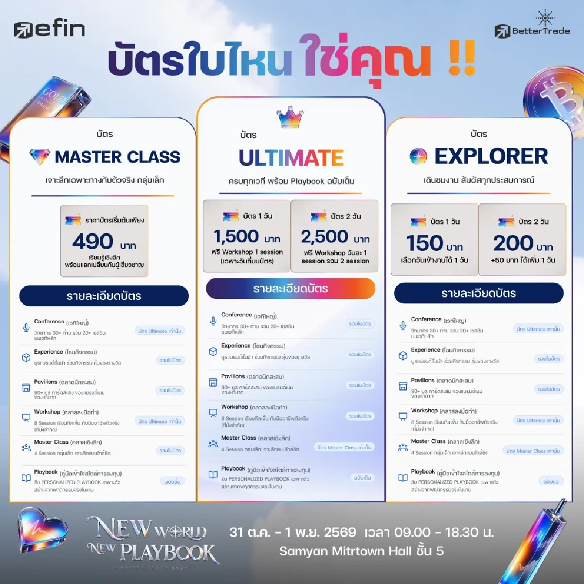 BetterTrade 2026 : New World New Playbook มหกรรมด้านการลงทุน 31 ต.ค. - 1 พ.ย.