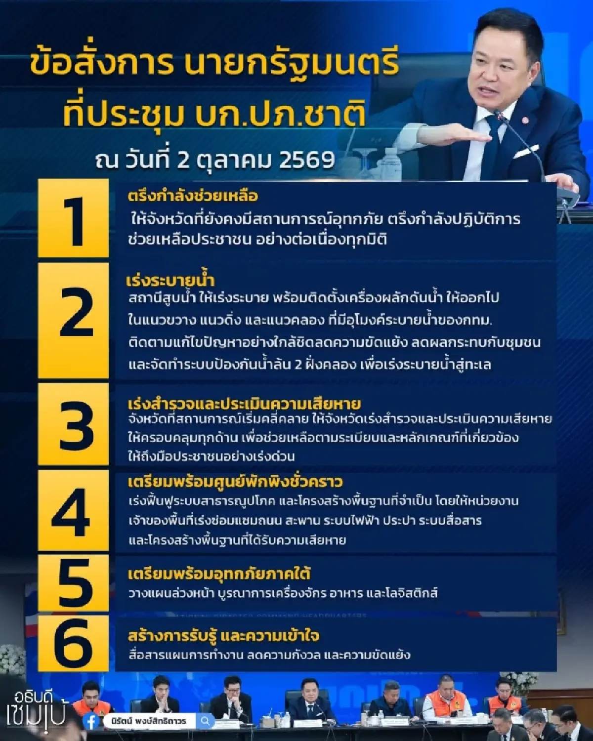 เปิด6ข้อสั่งการ ‘นายกฯ’ เตรียมรับมือ ‘น้ำท่วมภาคใต้’