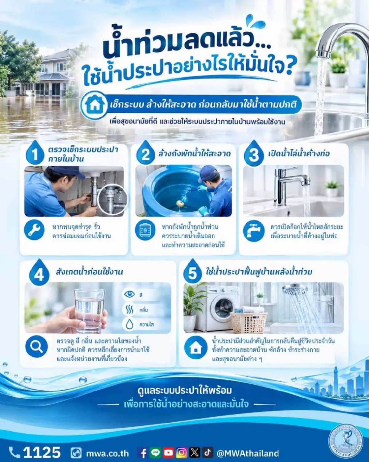 อัปเดตน้ำท่วม กทม. ล่าสุด แฟลตคลองจั่น-เคหะร่มเกล้า เริ่มมีน้ำประปาใช้