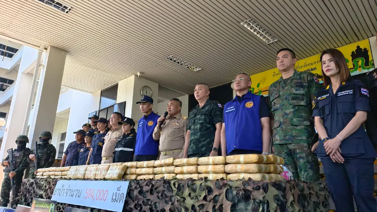 กองกำลังสุรศักดิ์มนตรี ยึดยาบ้าเกือบ 6 แสนเม็ด ครั้งแรกรูปนกอินทรีย์