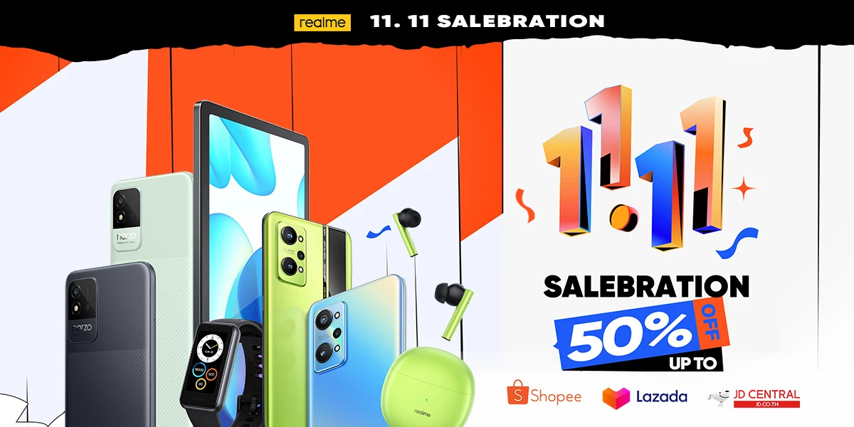 realme ระเบิดแคมเปญ 11.11  ลดสูงสุด 50%