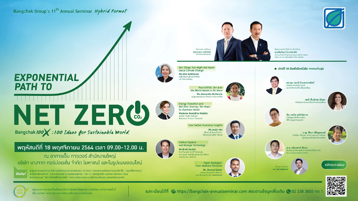 สัมมนา Exponential Path to Net Zero Bangchak100x - 100 ไอเดียเพื่อโลกยั่งยืน