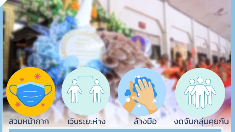 สายบุญยกการ์ดสูงร่วมงานกฐิน ‘เว้นระยะห่าง-ล้างมือ - งดจับกลุ่มคุยกัน’