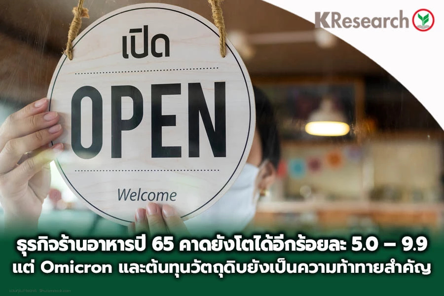 กสิกรไทย คาดปี 65 ธุรกิจร้านอาหาร กลับมาพลิกฟื้น 5.0-9.9 %