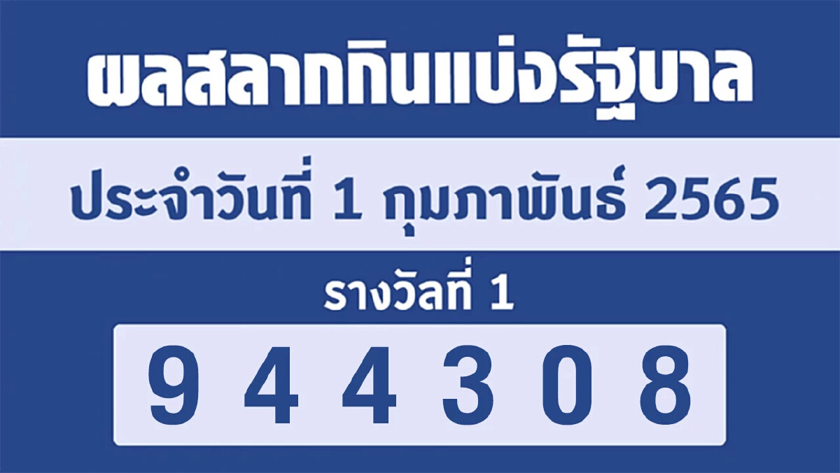 ผลสลากกินแบ่งรัฐบาล งวด 1 กุมภาพันธ์ 2565 "ตรวจหวย" "ลอตเตอรี่" หวย1/2/65