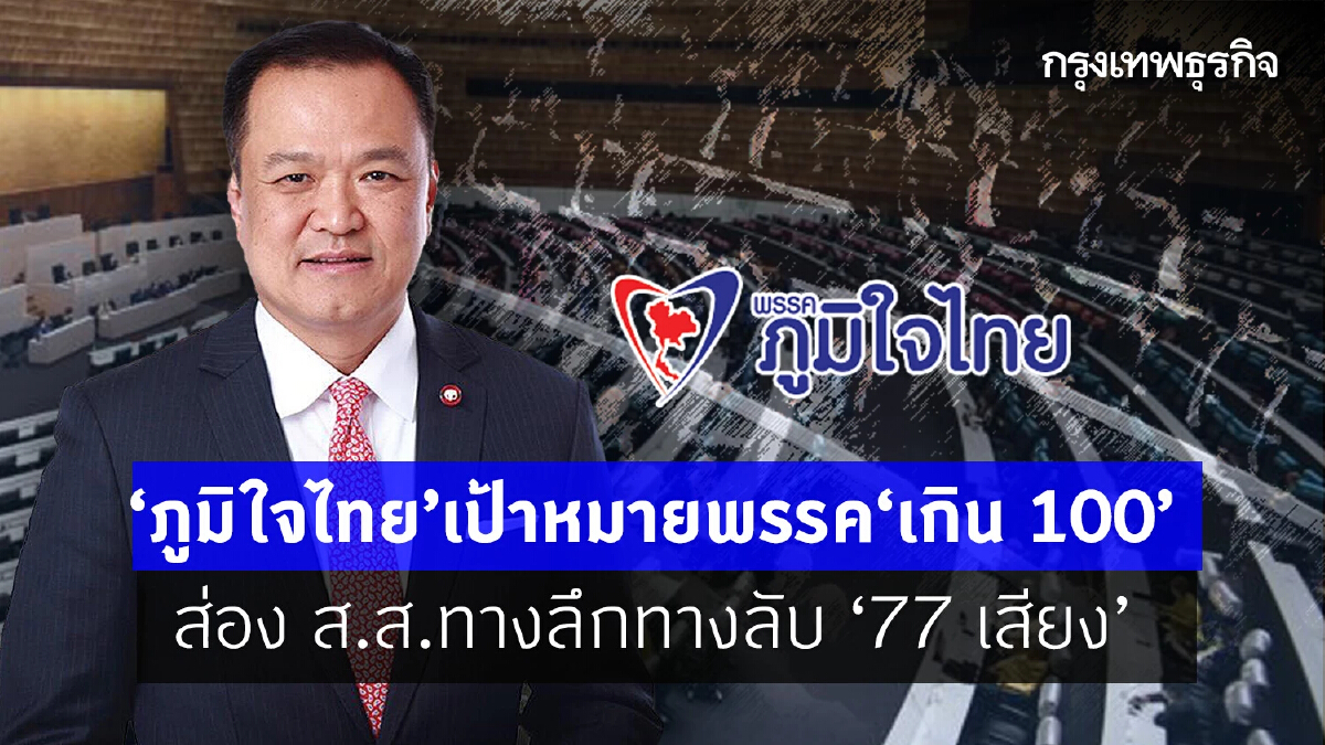 “ภูมิใจไทย” เป้าหมายพรรค “เกิน 100” ส่อง ส.ส.ทางลึกทางลับ “77 เสียง”