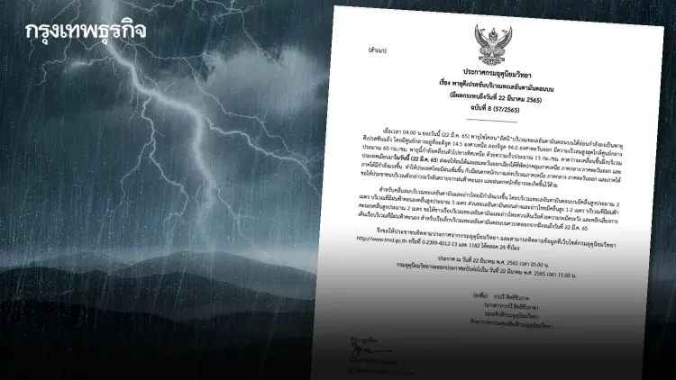 อุตุฯเตือน ฉ.8 พายุดีเปรสชันบริเวณทะเลอันดามันตอนบน กระทบไทยมีฝนเพิ่มขึ้น