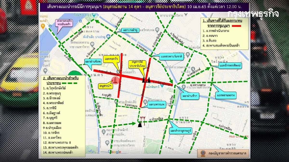 บช.น. แนะประชาชนหลีกเลี่ยงเส้นทางชุมนุม "คาร์ม็อบ" 10 เม.ย.65