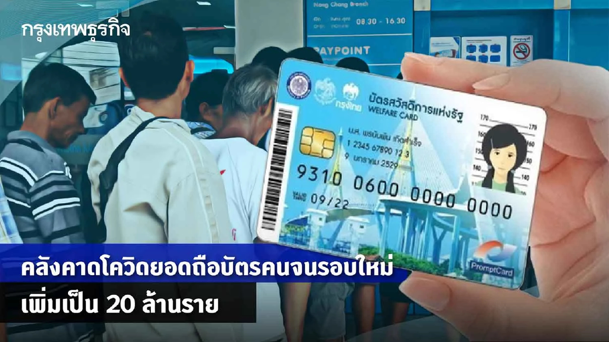 คลังคาดโควิดยอดถือบัตรคนจนรอบใหม่เพิ่มเป็น20ล้านราย