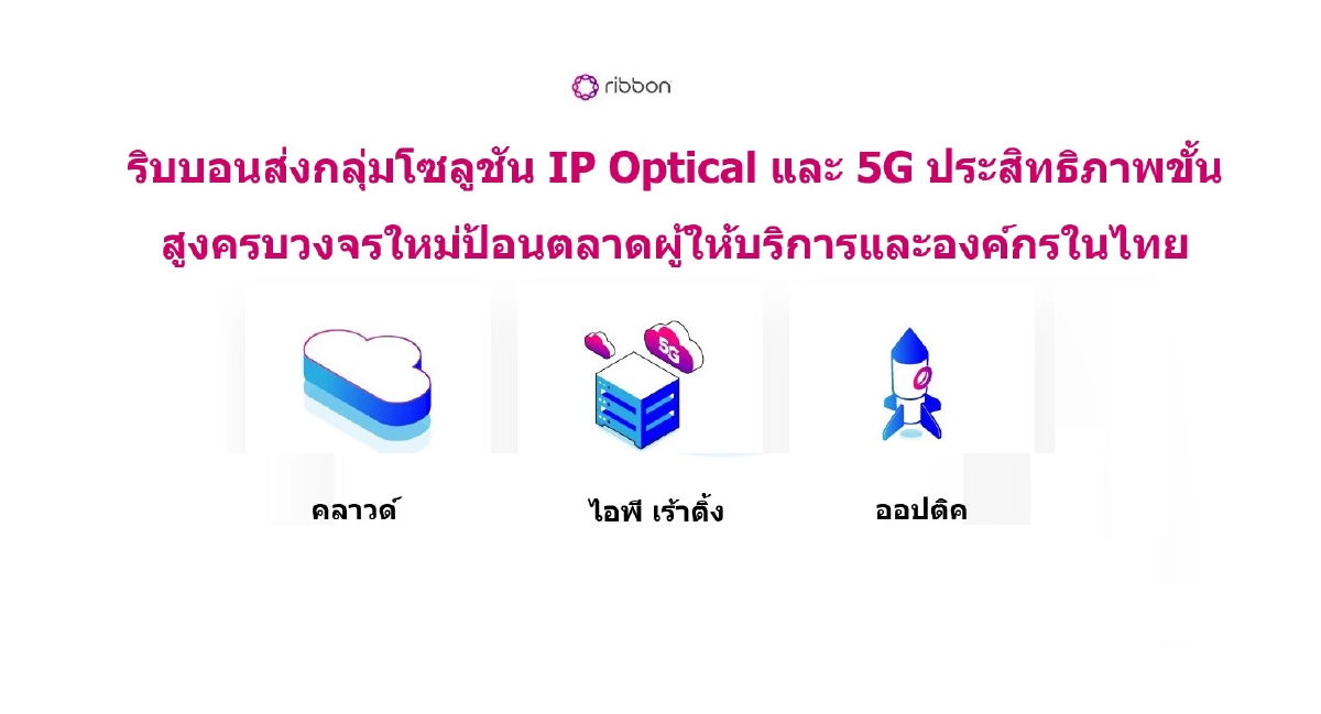 ริบบอน ส่งกลุ่มโซลูชัน IP Optical และ 5G ประสิทธิภาพขั้นสูงครบวงจรใหม่ป้อนตลาดไทย