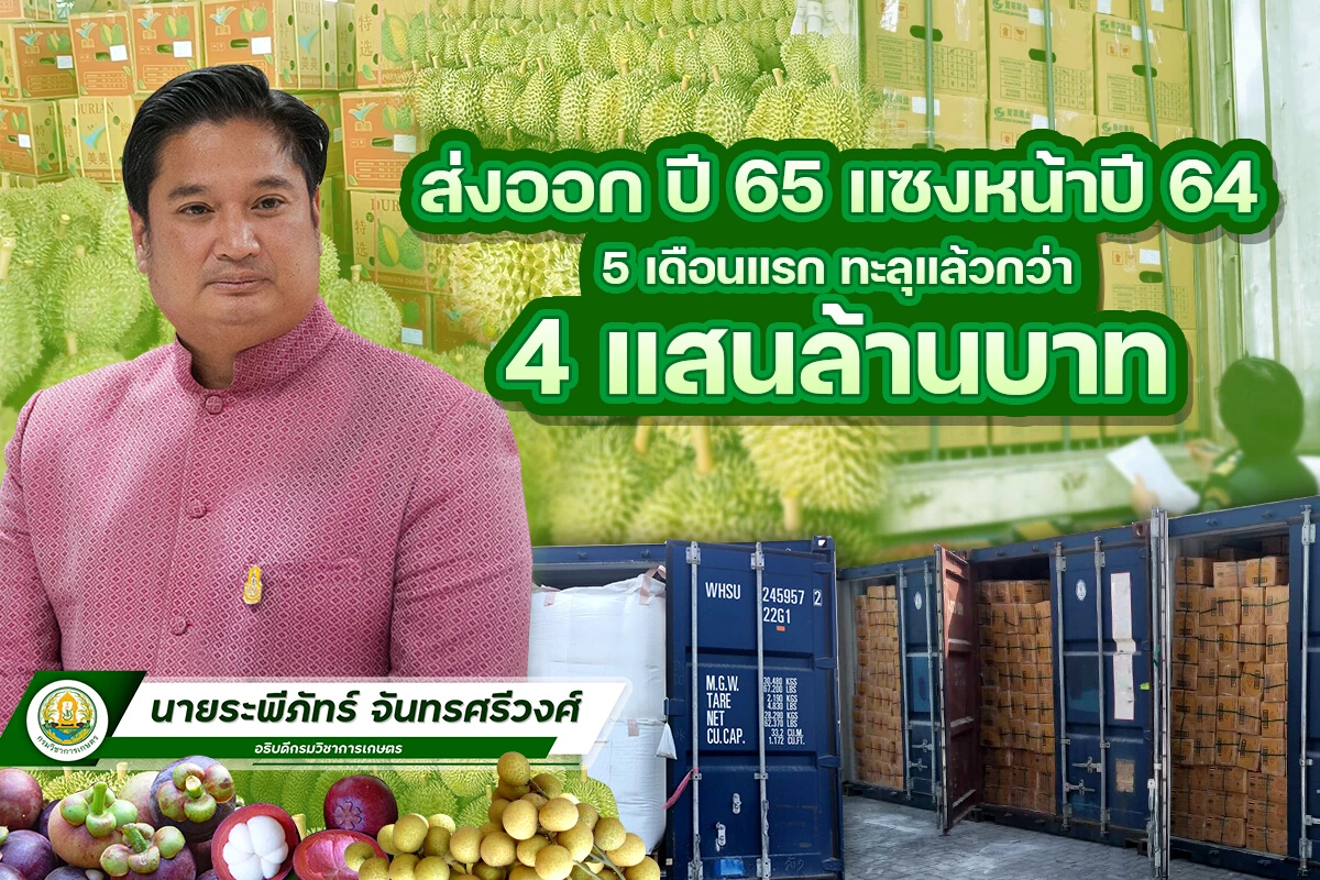 ข่าวดี ส่งออกพืช ผัก ผลไม้ 5 เดือนแรก 15 ล้านตัน กว่า 4 แสนล้านบาท