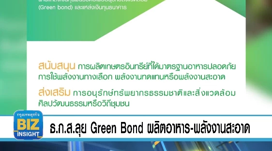 ธ.ก.ส. ลุย Green Bond ผลิตอาหาร-พลังงานสะอาด