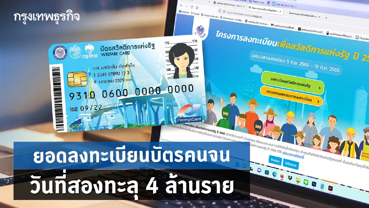 ยอดลงทะเบียนบัตรคนจนวันที่สองทะลุ4ล้านราย
