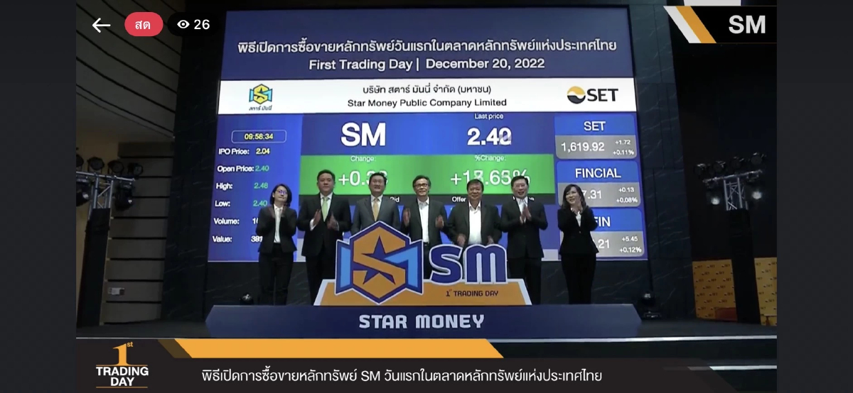 SM เปิดเทรดวันแรก 2.40 บาท เหนือจอง 17.64%