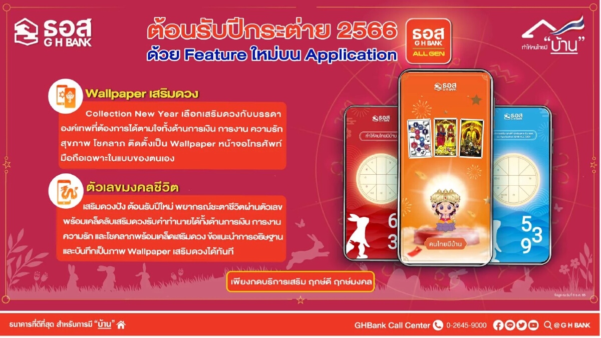 ธอส. ชวนเสริมดวงรับปีกระต่าย เพิ่ม 2 Feature ใหม่บน GHB ALL GEN