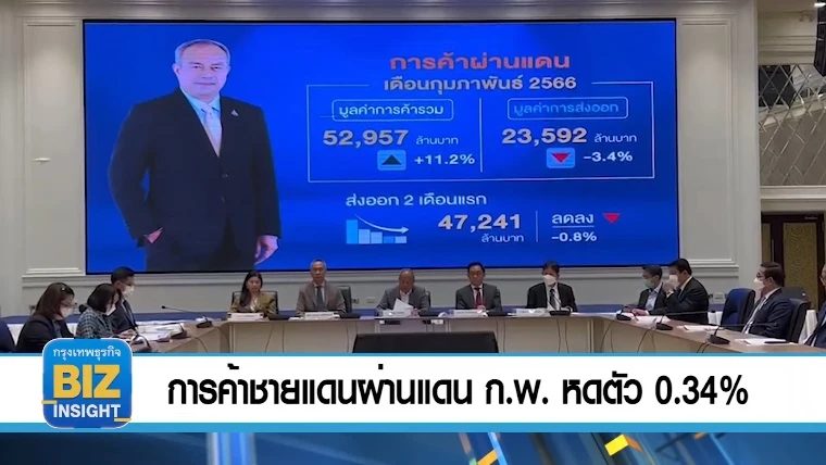 การค้าชายแดนผ่านแดน​ ก.พ. หดตัว 0.34%!