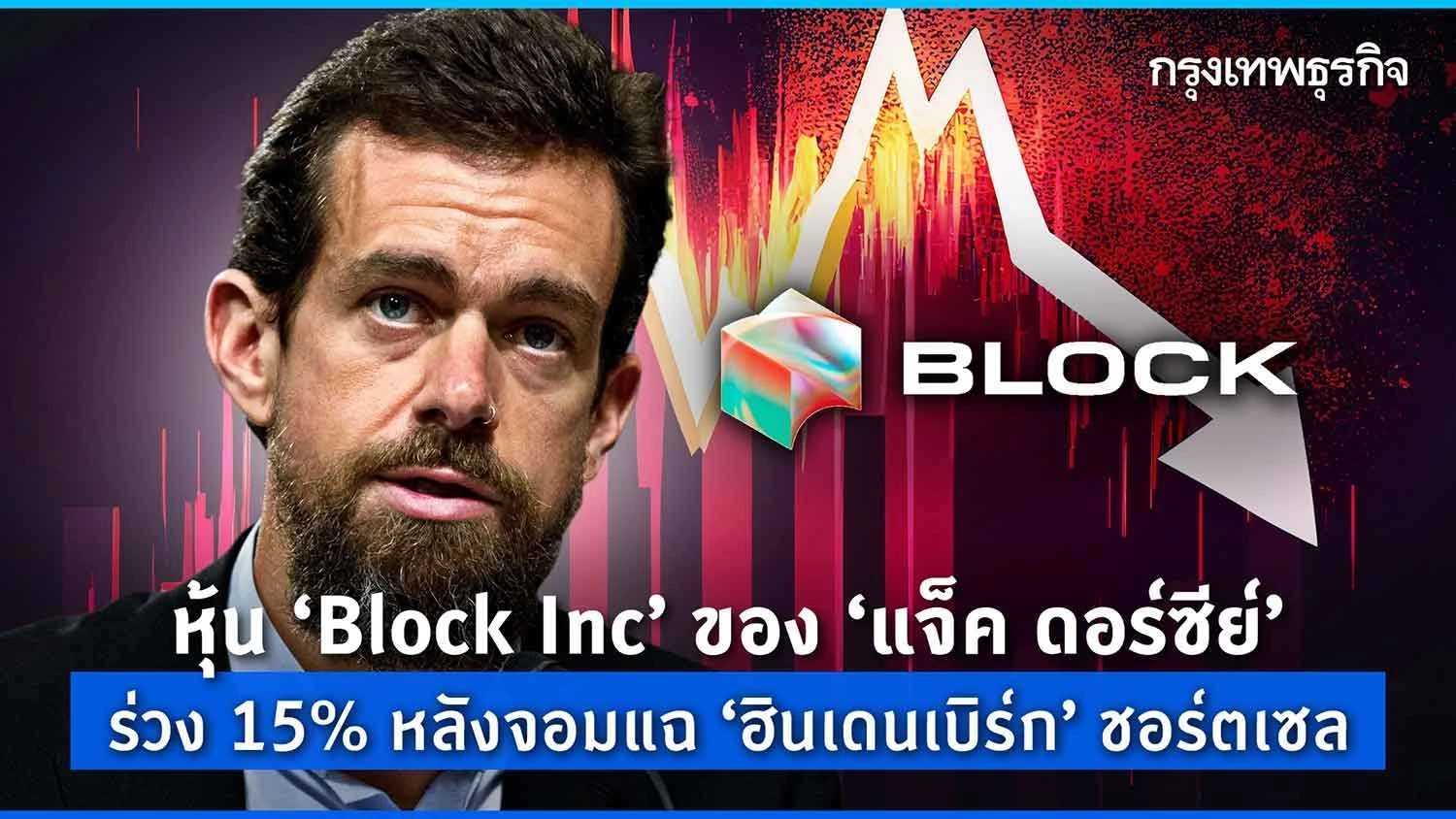 หุ้น ‘Block Inc’ ของ ‘แจ็ค ดอร์ซีย์’ ร่วง 15 หลังจอมแฉ ‘ฮินเดนเบิร์ก