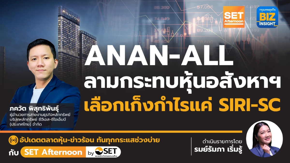 ANAN-ALL ลามกระทบหุ้นอสังหาฯ เลือกเก็งกำไรแค่ SIRI - SC l SET Afternoon l 2 ส.ค. 66