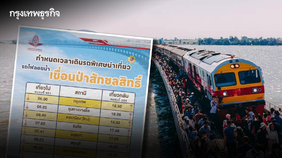 กลับมาอีกครั้ง 'รถไฟลอยน้ำ' กรุงเทพ-เขื่อนป่าสักฯ เช็กเลยช่องทางจองตั๋ว