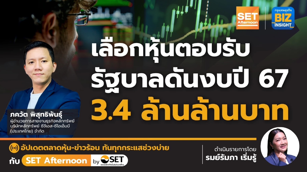 เลือกหุ้นตอบรับรัฐบาลดันงบปี 67 3.4 ล้านล้านบาท l SET Afternoon | 3 ม.ค.67