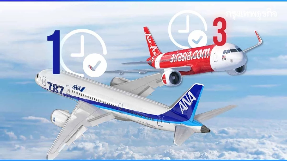‘All Nippon’ ที่ 1 สายการบินตรงเวลาที่สุดในเอเชีย ส่วน ‘Thai AirAsia’ ได้ที่ 3