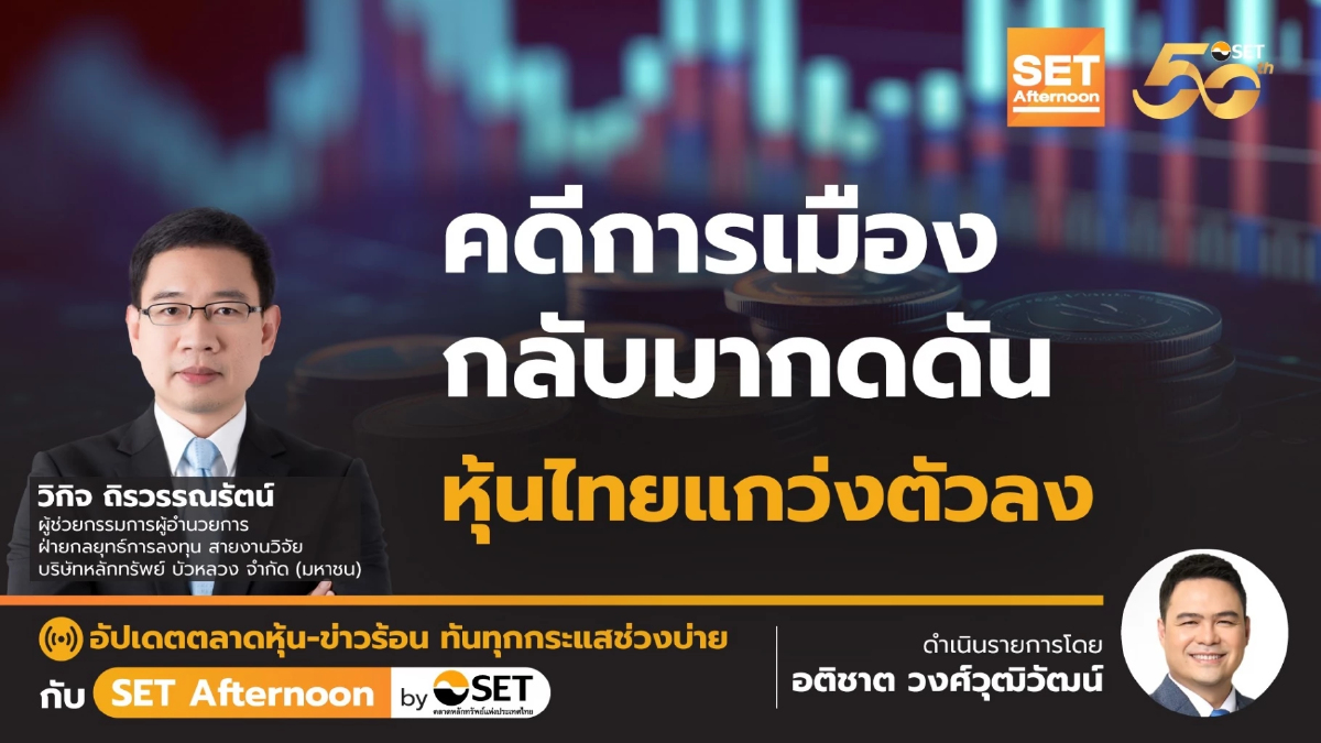 คดีการเมือง กลับมากดดัน หุ้นไทยแกว่งตัวลง l SET Afternoon l 2-7-67