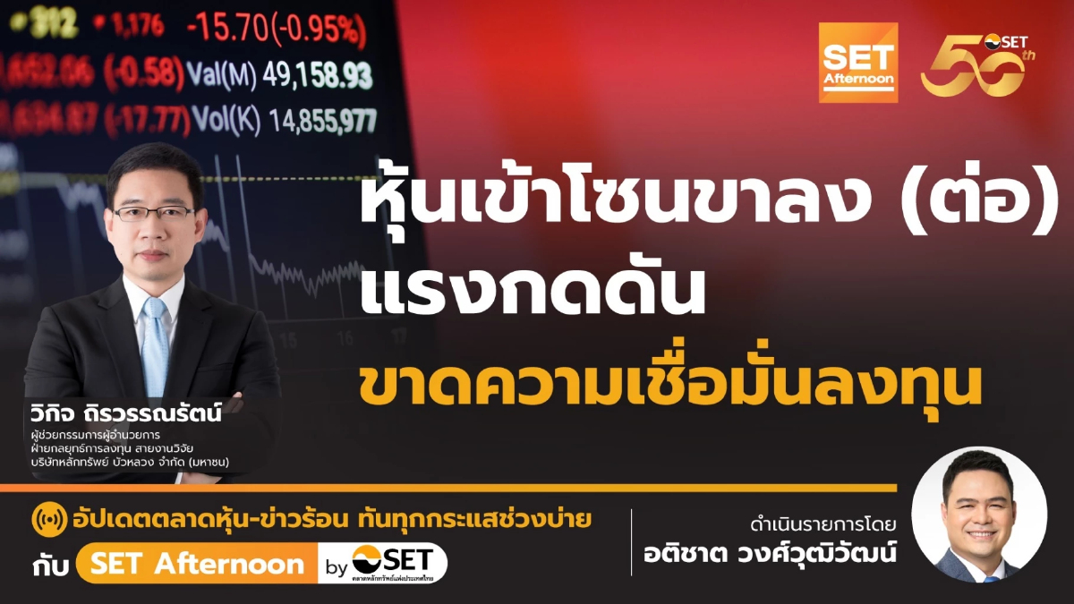 หุ้นเข้าโซนขาลง (ต่อ) แรงกดดัน ขาดความเชื่อมั่นลงทุน | SET Afternoon | 23-7-67