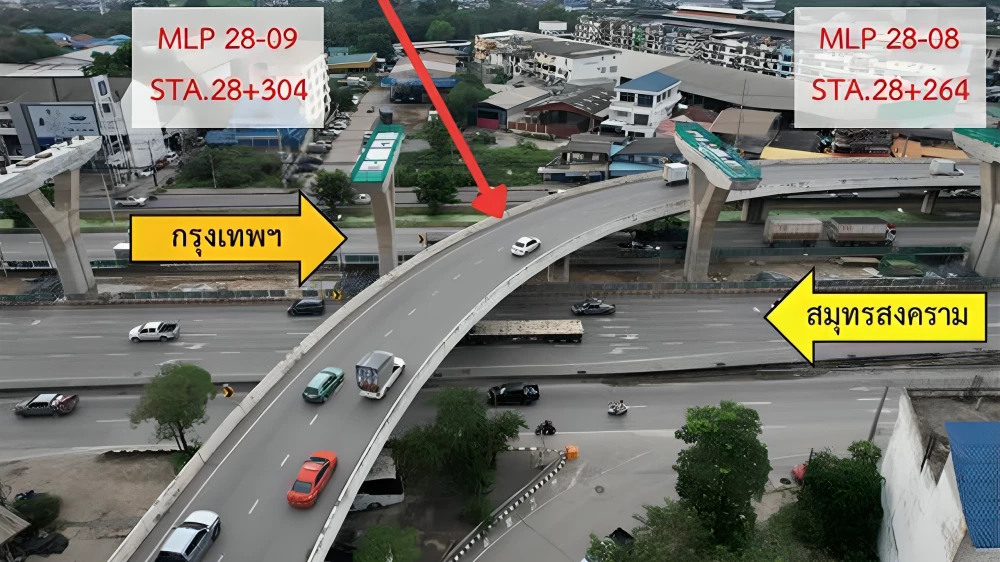 ปิดถนน ปิดการจราจรชั่วคราว สะพานต่างระดับสมุทรสาคร ถนนพระราม 2 เลี่ยงรถติด